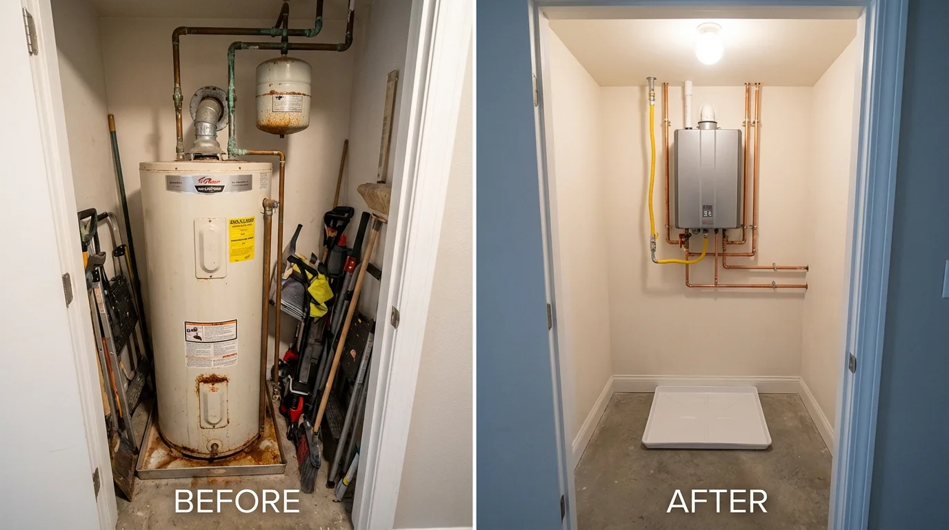 Tank water heater versus wall-mounted tankless unit comparison for Unadilla, GA homeowners