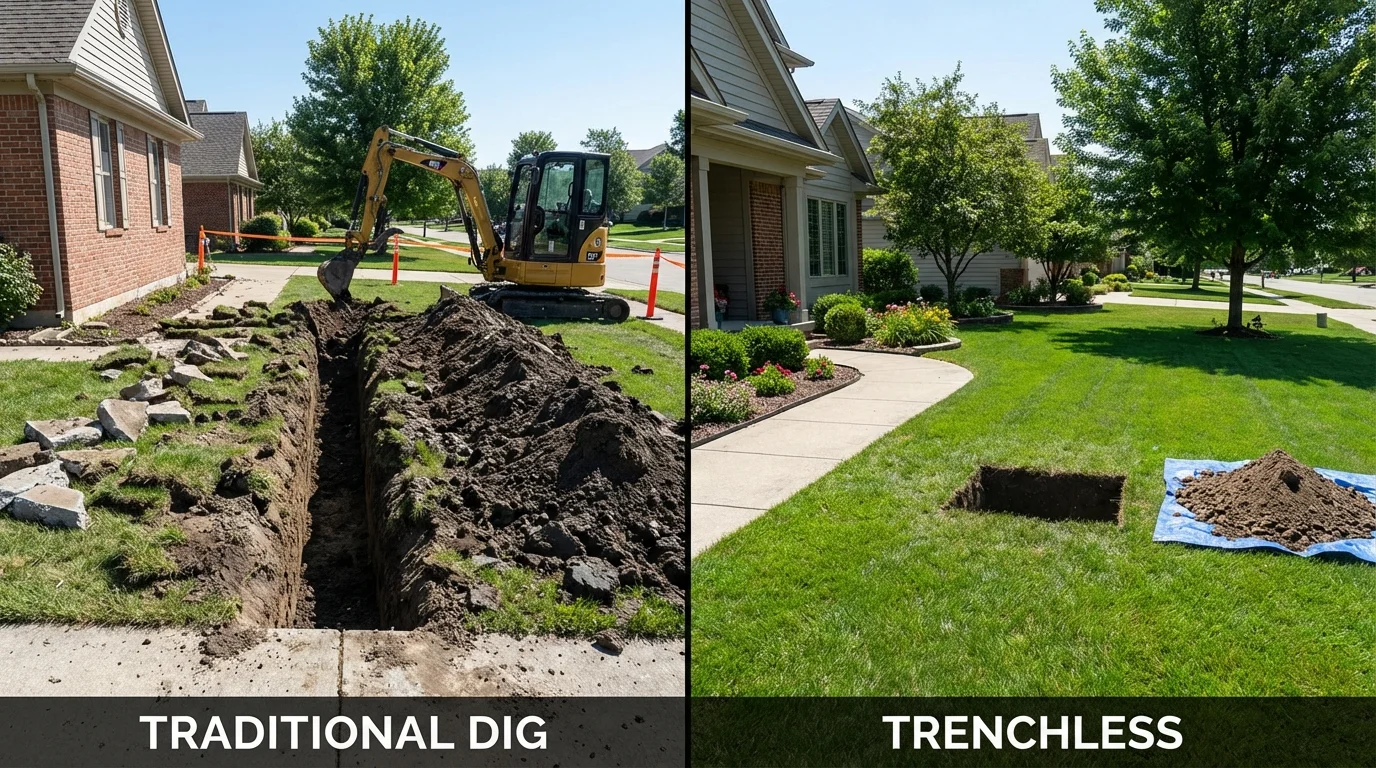 Trenchless sewer repair with minimal yard damage versus traditional excavation in Unadilla, GA